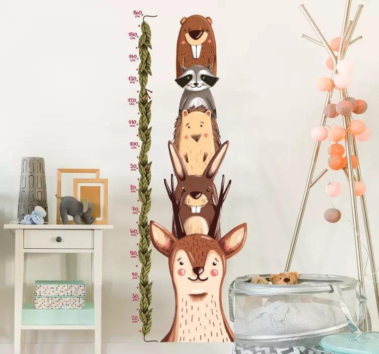 Vinil decorativo medidor de crescimento fauna - TenStickers