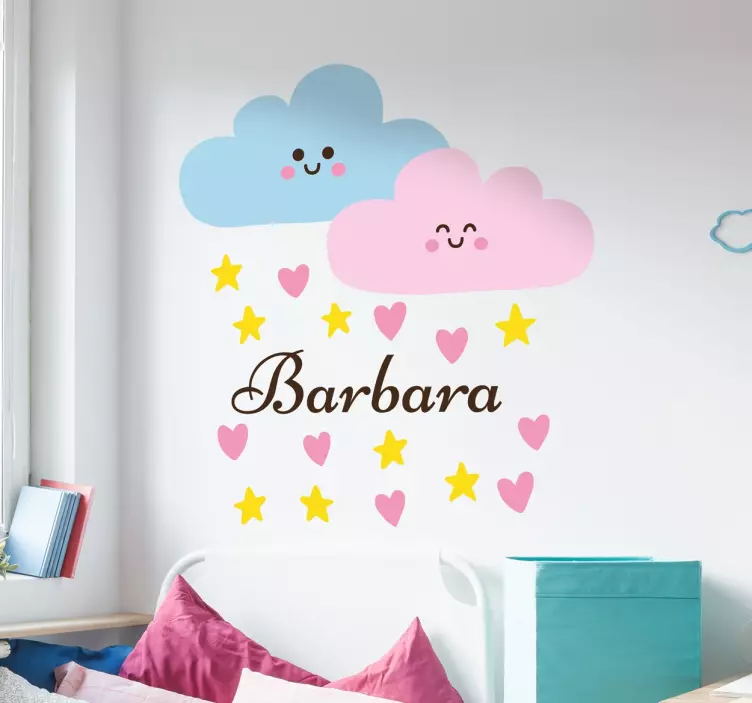 Vinil decorativo nuvens estrelas corações - TenStickers