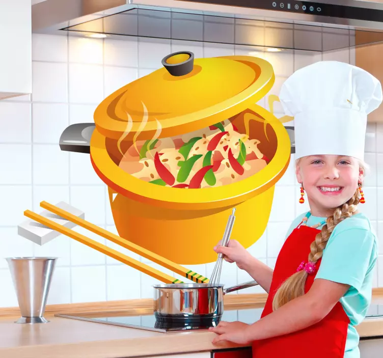 Vinil decorativo panela de comida asiática - TenStickers