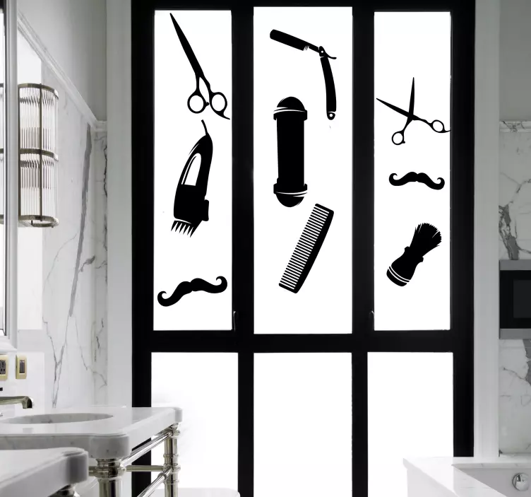 Autocolante para janelas de ícones de barbeiro - TenStickers