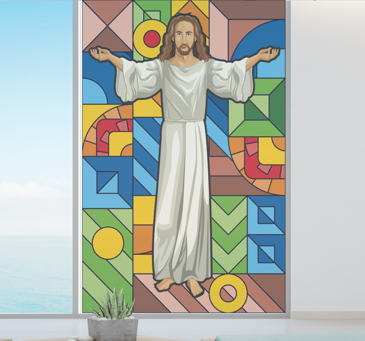 Vinil decorativo para janelas vitral Jesus Cristo  - TenStickers