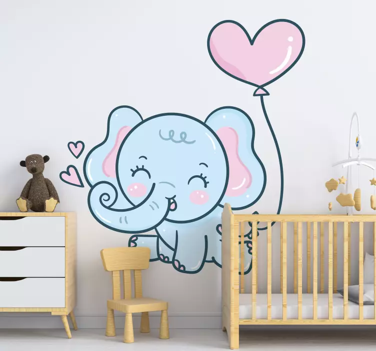 Autocolante para quarto infantil Elefante amoroso - TenStickers