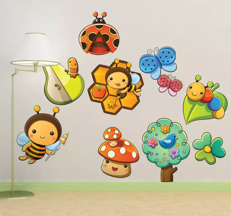 Vinil decorativo para quarto infantil insetos e flores - TenStickers