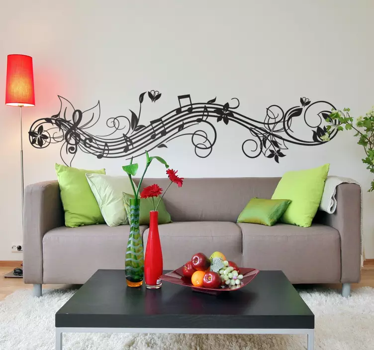 Vinil decorativo pauta com flores - TenStickers