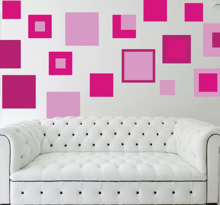 Vinil Decorativo Quadrados Tons Rosa - TenStickers