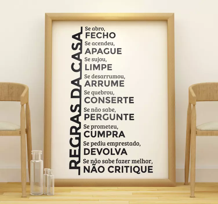 Vinil decorativo regras de casa - TenStickers