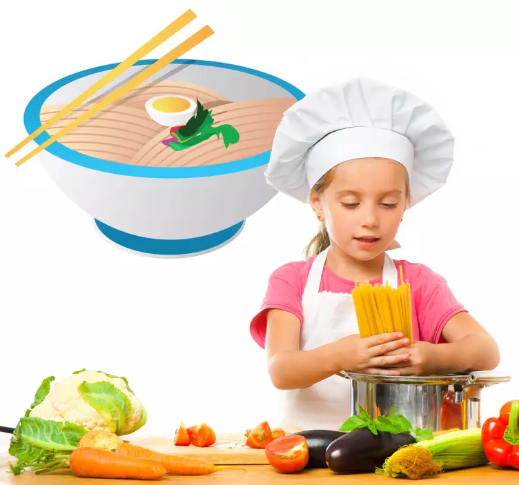 Vinil decorativo taça comida Ásia - TenStickers