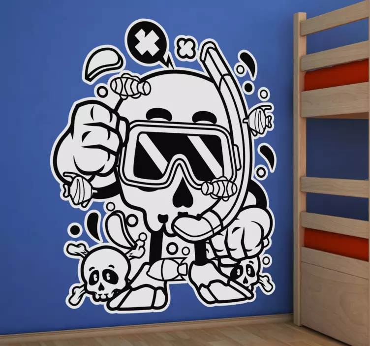 Vinis decorativos urbanos Mar de mergulho de caveira - TenStickers