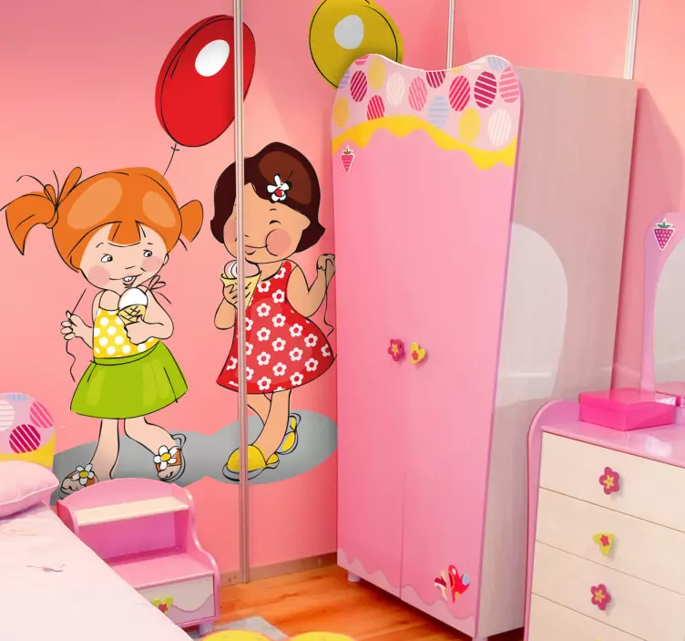 Vinil Infantil Meninas Balões e Gelados - TenStickers