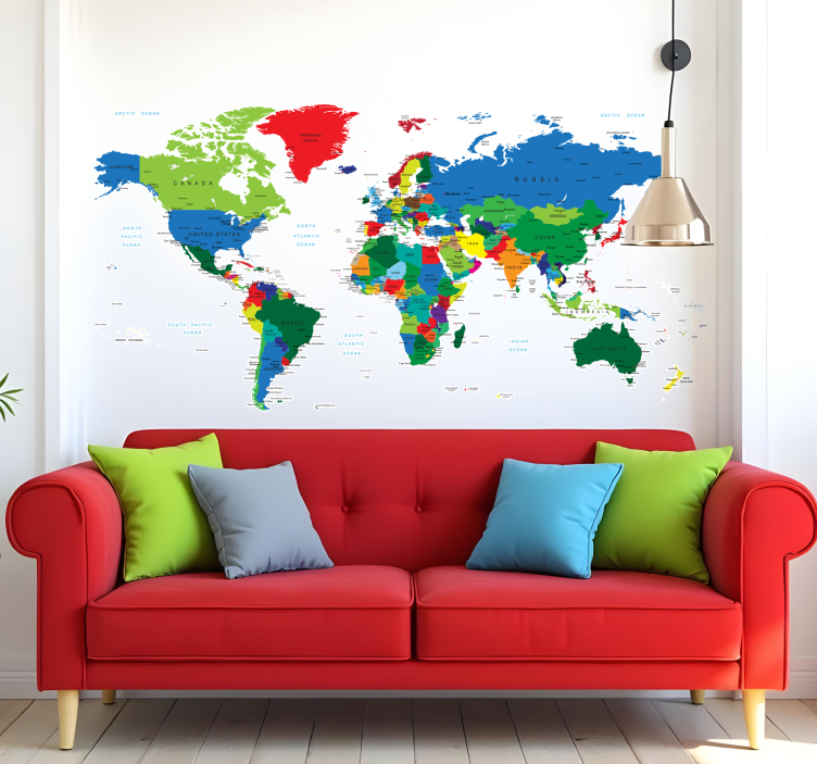 Vinil mapa do mundo a todo color - TenStickers