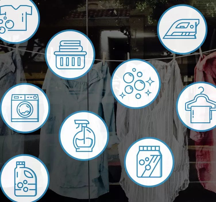 Vinil autocolante para montras Produtos de lavanderia - TenStickers