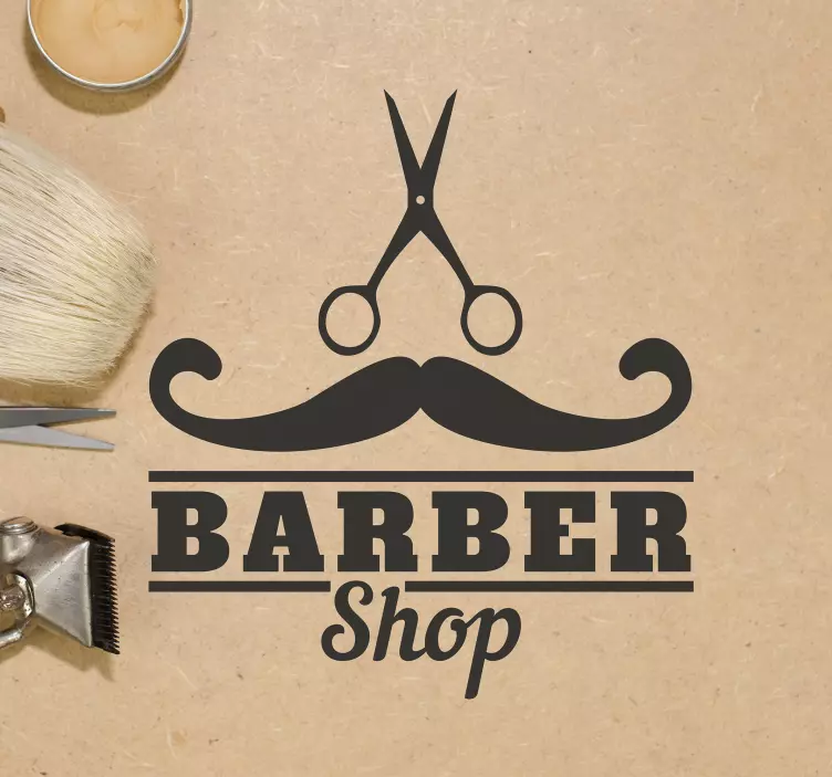 Autocolantes negócios Barbearia com bigode - TenStickers