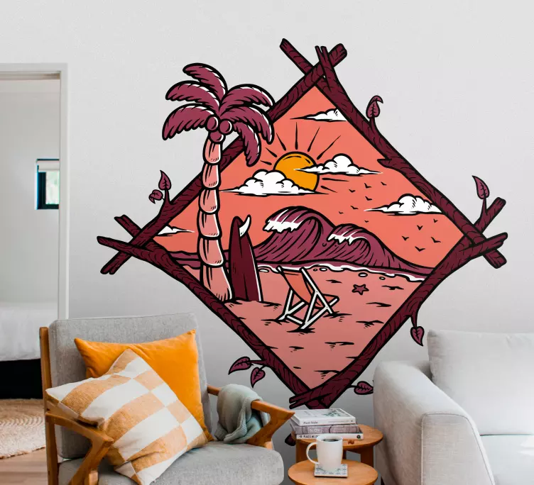 Autocolantes originais Surfista solitário na praia - TenStickers