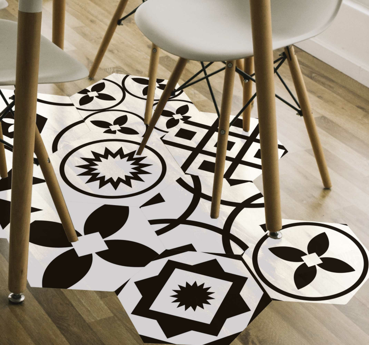Vinil ornamental Hexágonos preto e branco - TenStickers