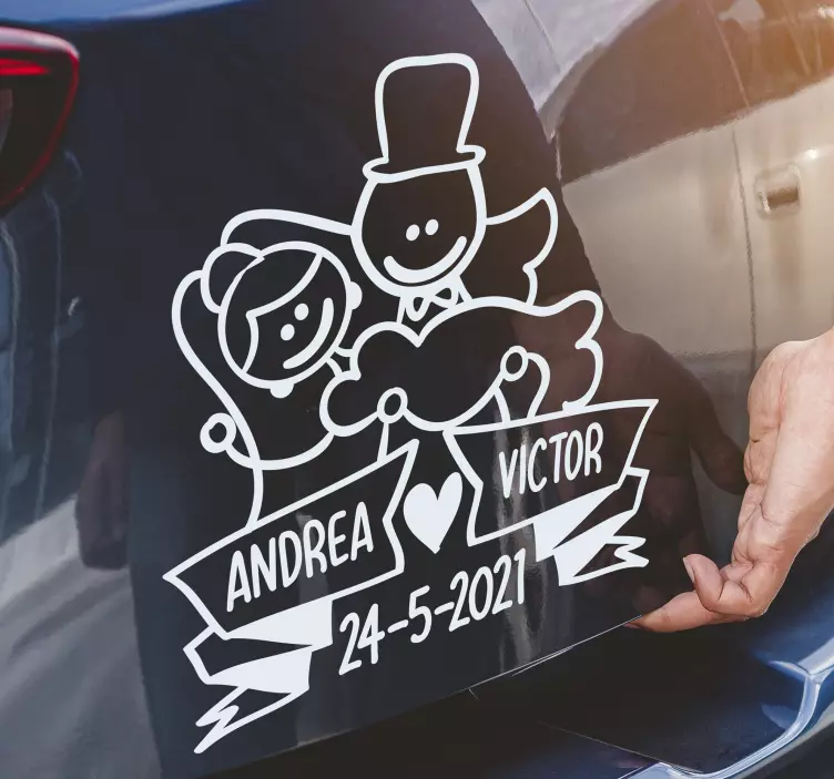 Vinil para Casamento Desenho Noivos com Nome - TenStickers