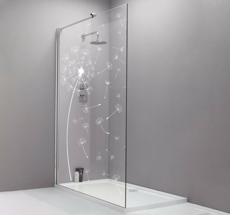 Autocolantes para chuveiro Dente-de-leão monocolor voando no vent - TenStickers