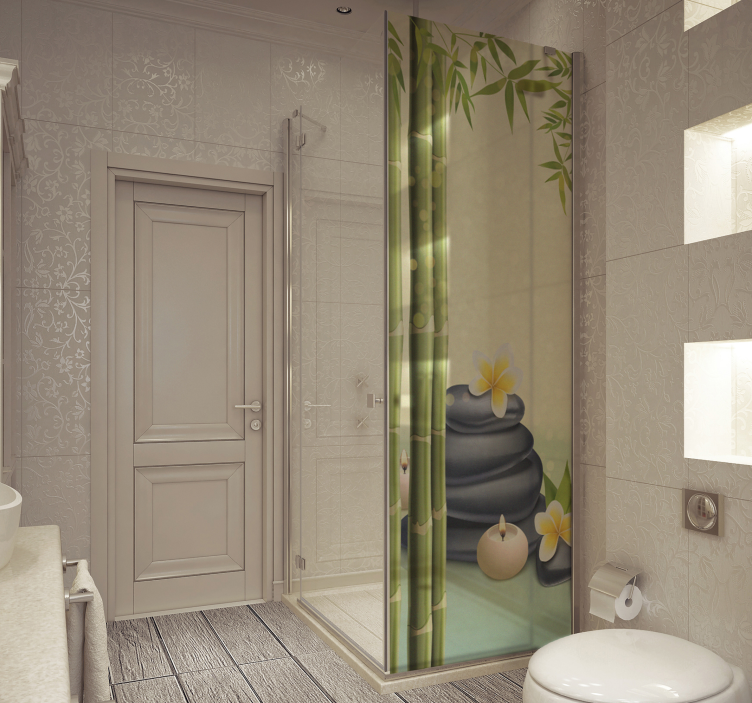 Autocolantes para chuveiro Zen pedras negras - TenStickers