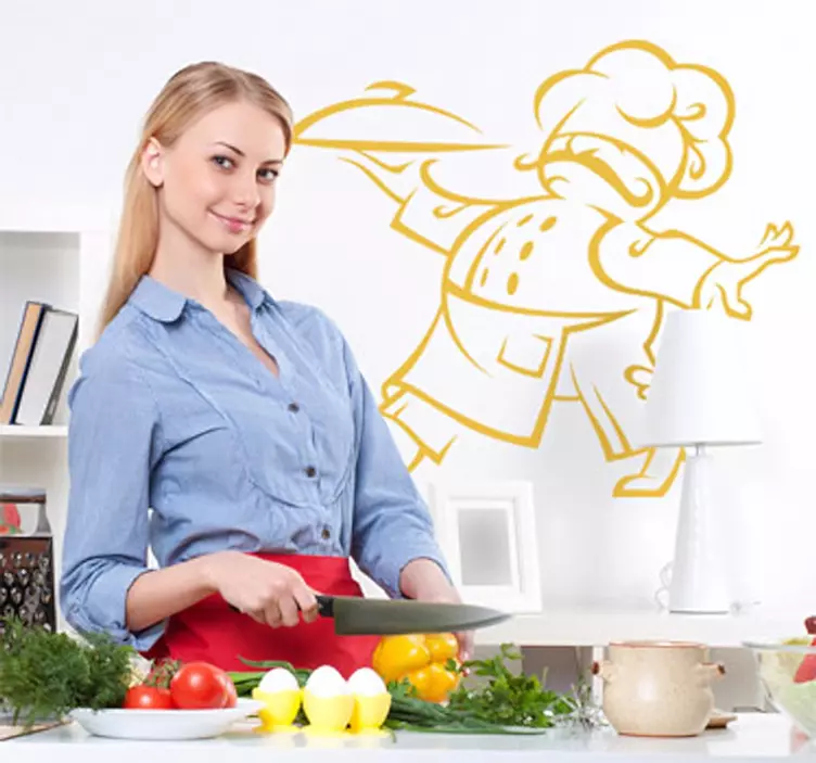 Vinil para cozinha Chefe a servir - TenStickers