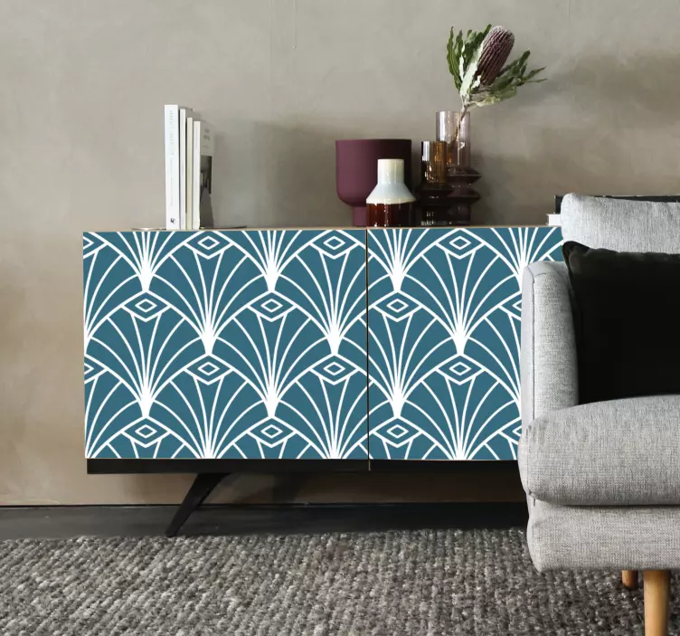 Autocolantes para móveis Arte moderna deco padrão azul e branco - TenStickers