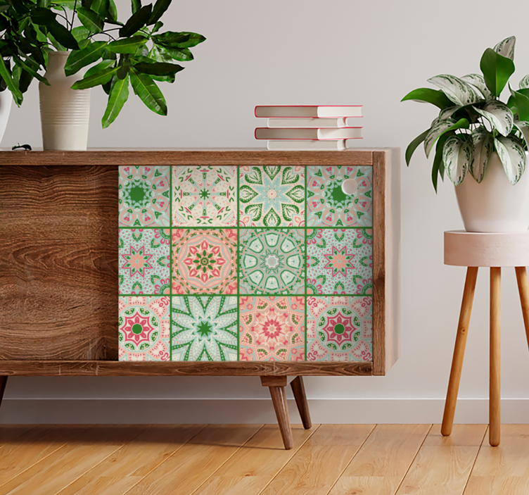 Autocolantes para móveis Azulejos em tons de azul e verde como de - TenStickers