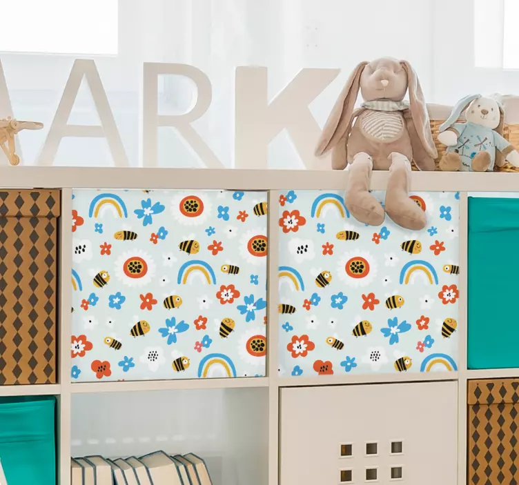 Autocolantes para móveis Flores e abelhas - TenStickers