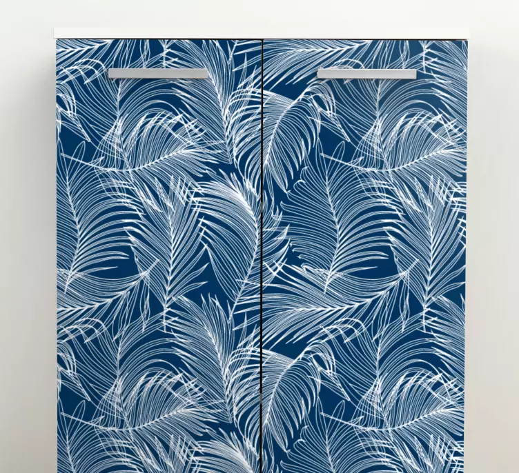 Autocolantes para móveis Folhas azuis com contorno branco - TenStickers