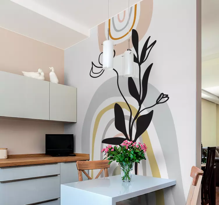 Autocolantes para móveis Folhas minimalistas em um vaso - TenStickers