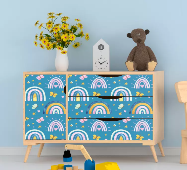 Autocolantes para móveis Padrão com flores de arco-íris boho - TenStickers