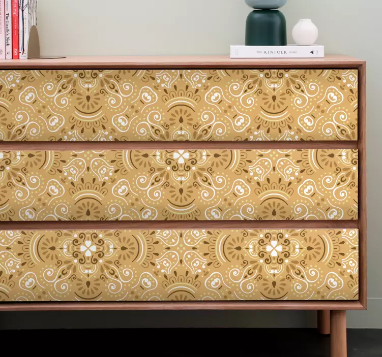 Autocolantes para móveis Padrão ornamental bege vintage - TenStickers