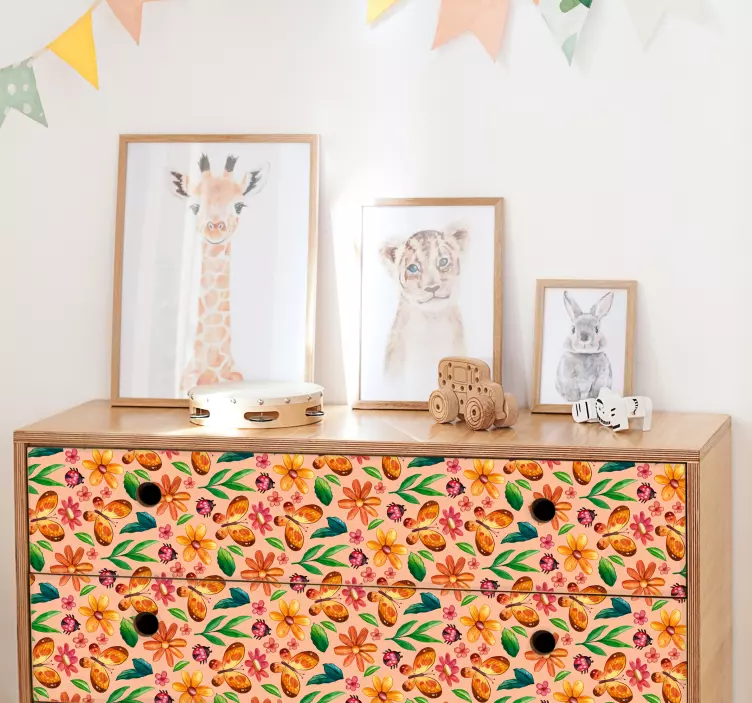 Autocolantes para móveis Plantas flores e insetos - TenStickers