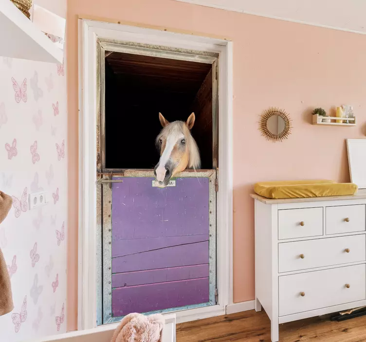 Autocolante para portas Cavalo estável - TenStickers