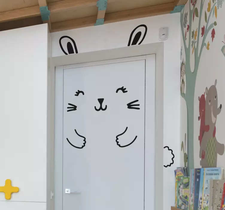 Autocolantes para portas Coelho engraçado - TenStickers