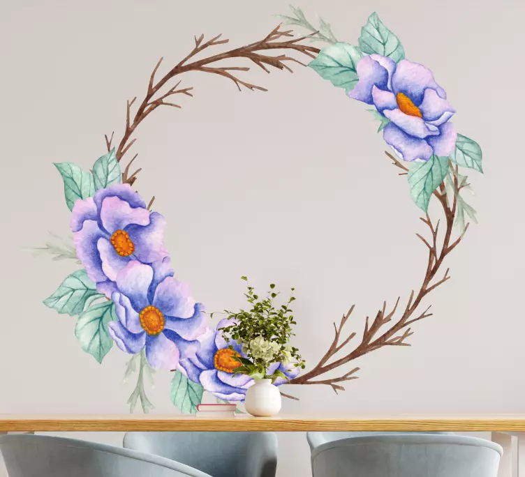 Autocolantes para portas Moldura floral com ramos secos - TenStickers