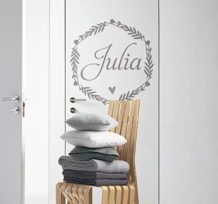 Autocolantes para portas Nome em uma grinalda arredondada - TenStickers