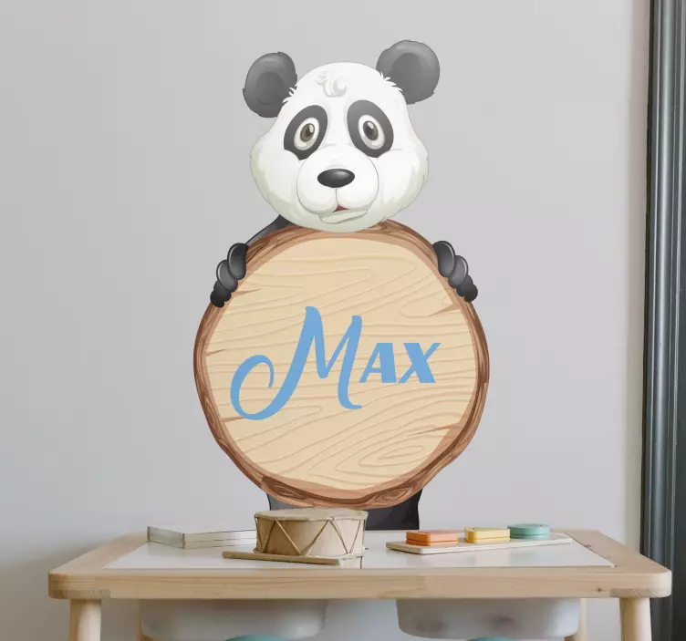 Autocolantes para portas Panda com nome - TenStickers