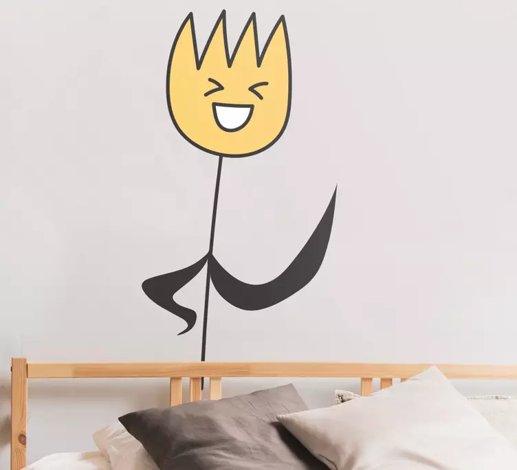 Autocolantes para portas Sorrindo e acenando uma flor branca - TenStickers