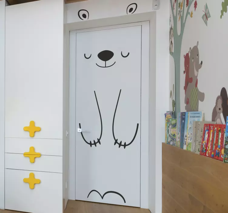 Autocolantes para portas Urso feliz - TenStickers