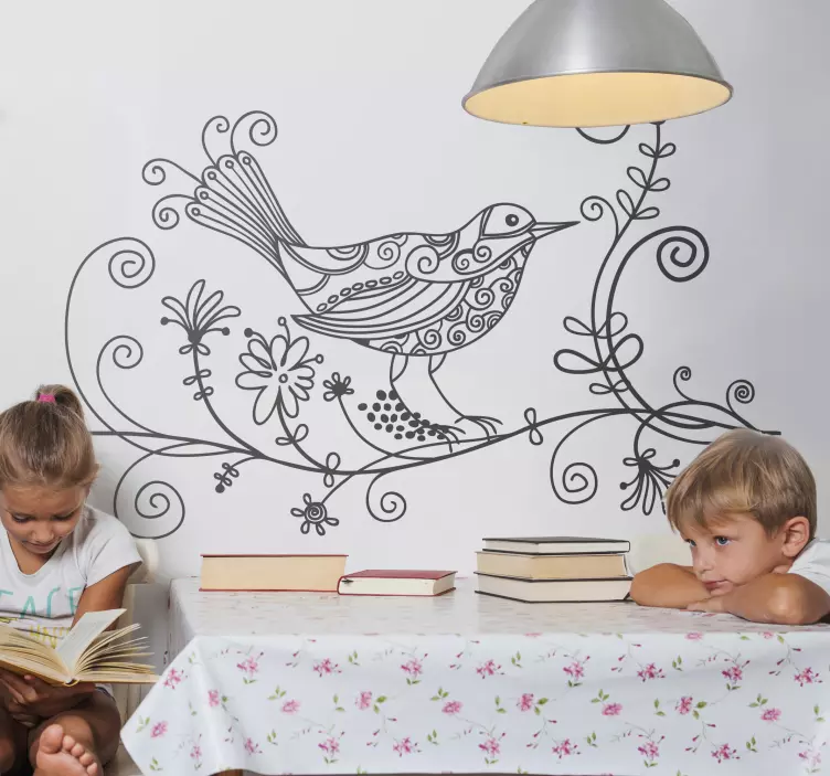 Vinil parede pombo em ramo árvore - TenStickers