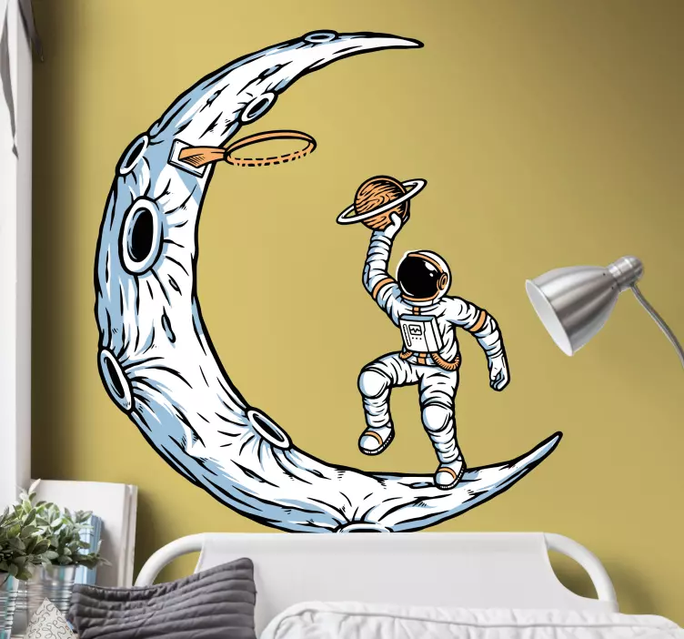 Autocolantes quarto de dormir Astronauta jogando basquete - TenStickers