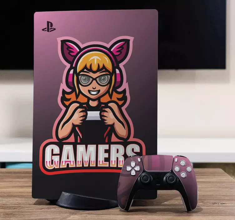 Autocolante Skin para PlayStation Mascote gamer girl - TenStickers