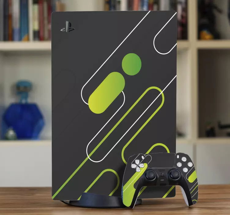 Autocolante Skin para ps4 Fundo de formas arredondadas verdes e p - TenStickers