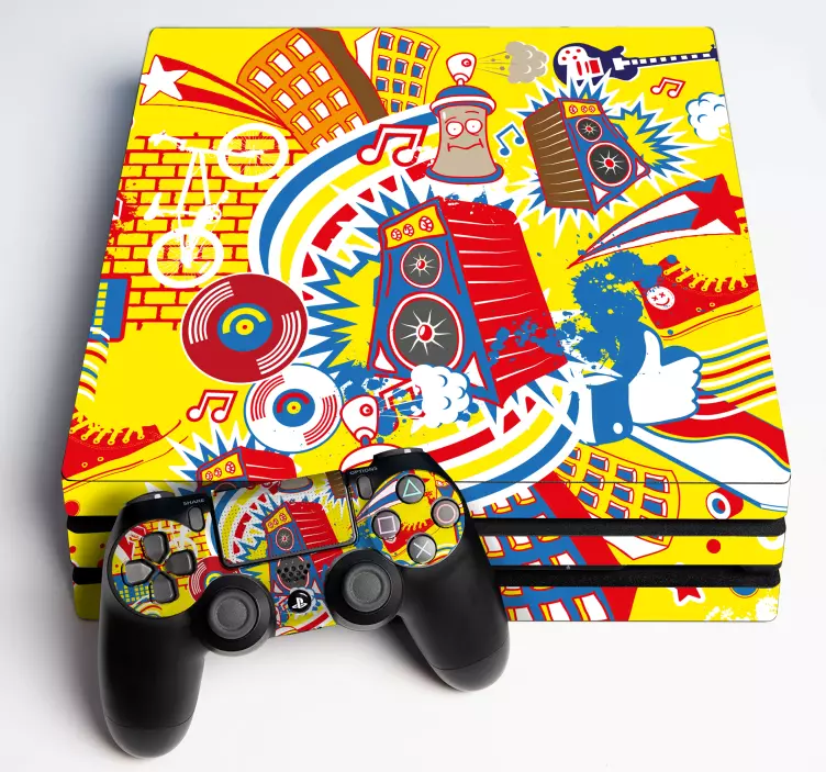 Autocolante Skin para ps4 Graffiti musical - TenStickers