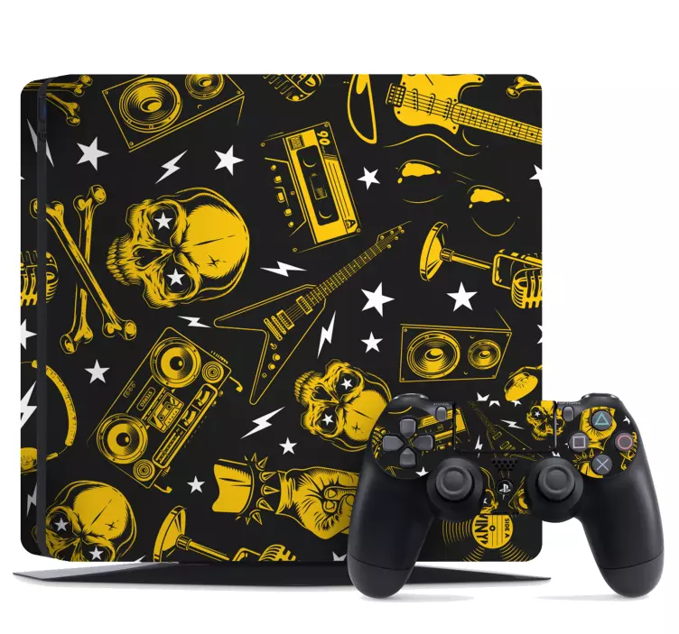 Autocolante Skin para ps4 Padrão sem emenda de rock and roll - TenStickers