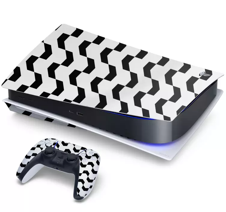 Autocolante Skin para PS5 Chevron preto e branco - TenStickers