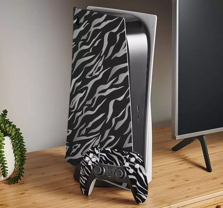 Autocolante Skin para PS5 Estilo zebra preto e branco - TenStickers