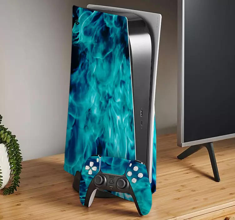 Autocolante Skin para PS5 Fogo azul - TenStickers