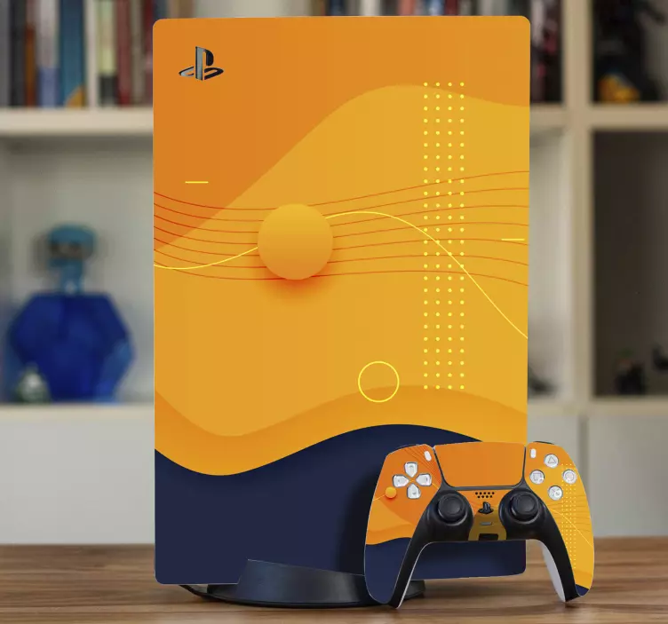 Autocolante Skin para PS5 Fundo desfocado azul e laranja - TenStickers