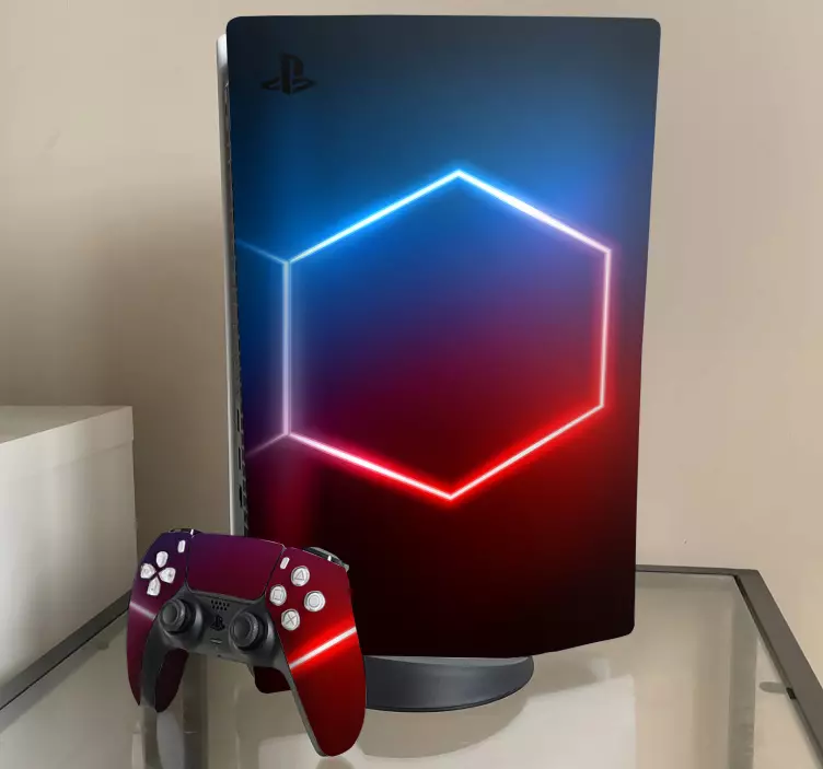 Autocolante Skin para PS5 Moldura hexagonal neon - TenStickers