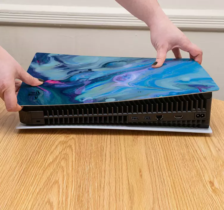 Autocolante Skin para PS5 Tinta a óleo ondas azul-petróleo - TenStickers