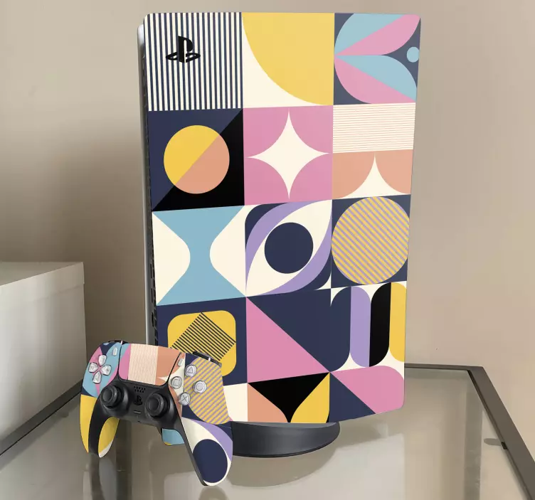 Autocolante Skin para PS5 Várias figuras pintando arte geométrica - TenStickers